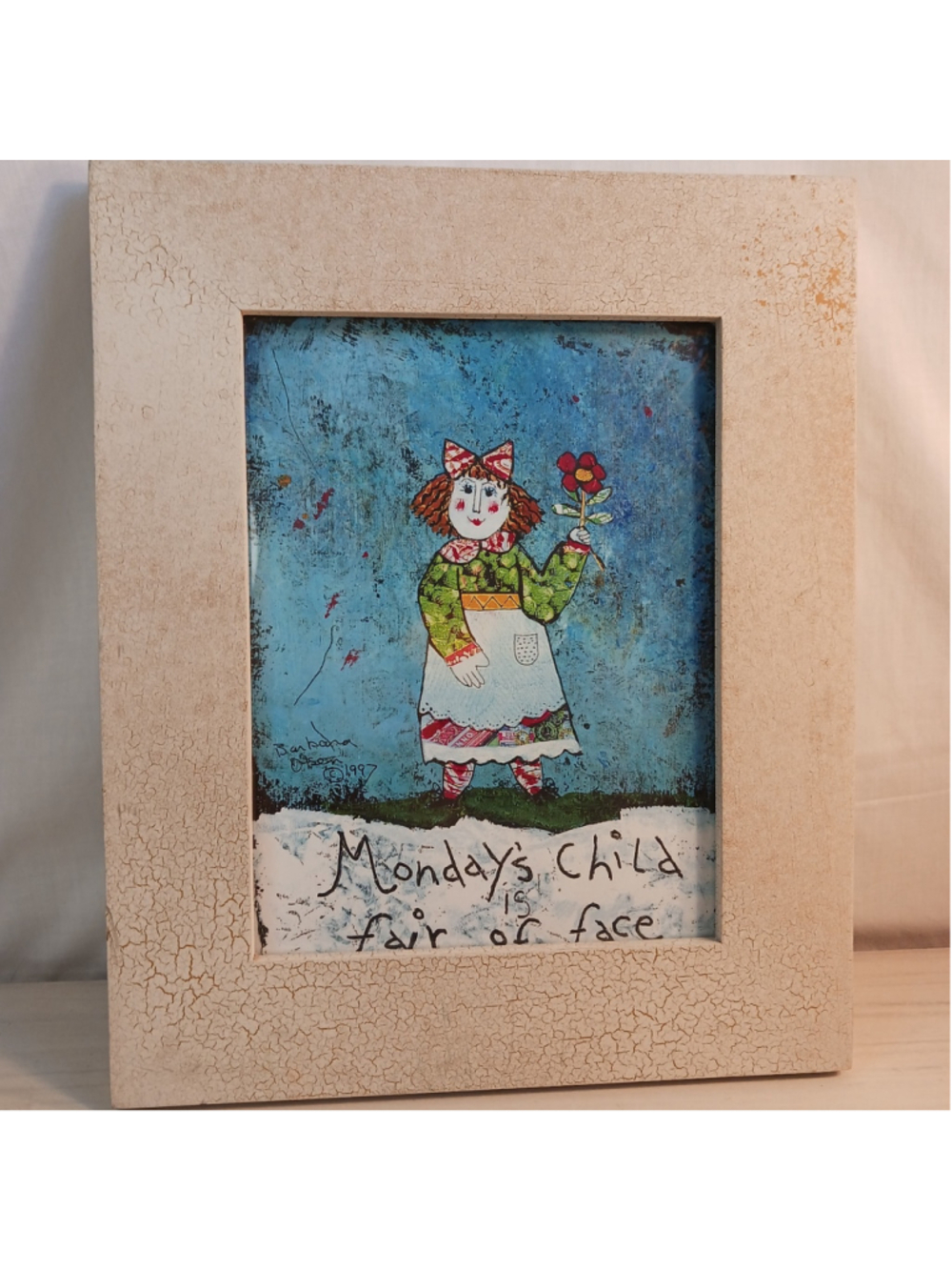 Barbara Olsen "Monday's Child is Fair of Face" 1997 Framed Art Print Ohio Artist